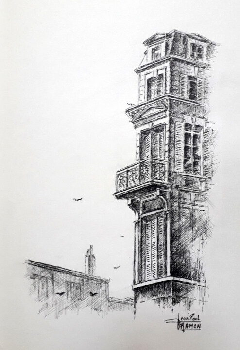 Dessin intitulée "Le temps d'un regar…" par Jean-Paul Ramon, Œuvre d'art originale, Encre