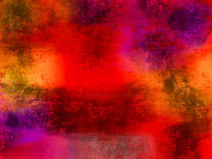 Digital Arts titled "Fire in the Sky" by Keep Magic, Original Artwork, Digital Painting Mounted on Wood Stretcher frame