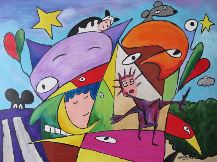 Peinture intitulée "April Bird" par Wabyanko, Œuvre d'art originale, Acrylique