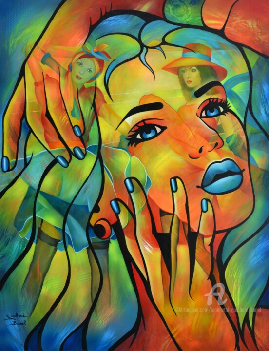 Peinture intitulée "comme des starlette…" par Jeannette Guichard-Bunel, Œuvre d'art originale, Huile