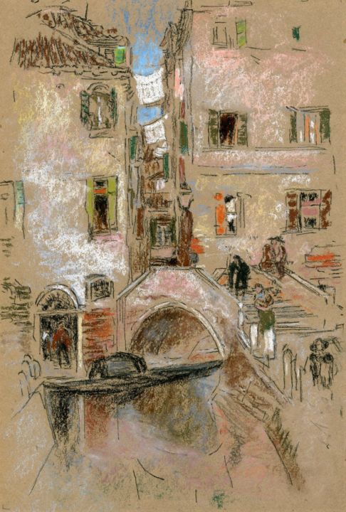 Painting titled "The Bridge" by Jim Fischer, Original Artwork, Pastel