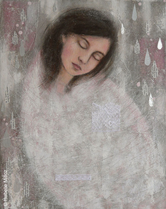 Painting titled "Cocon" by Isabelle Milloz, Original Artwork, Acrylic Mounted on Wood Stretcher frame