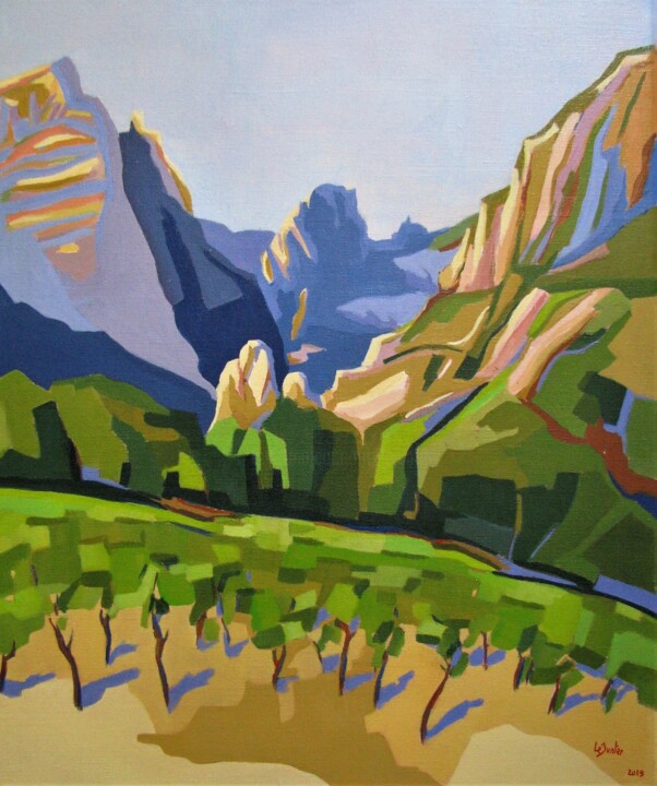 Peinture intitulée "Le Caroux vers Mons…" par Jean-Noël Le Junter, Œuvre d'art originale, Huile Monté sur Châssis en bois