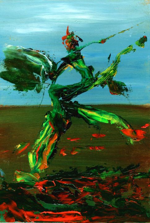 In the footsteps of Don Quixote 绘画, 7.9x5.5 in