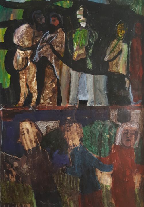 Pintura titulada "VENEZ VOIR" por Mchartrie, Obra de arte original, Acrílico Montado en Cartulina