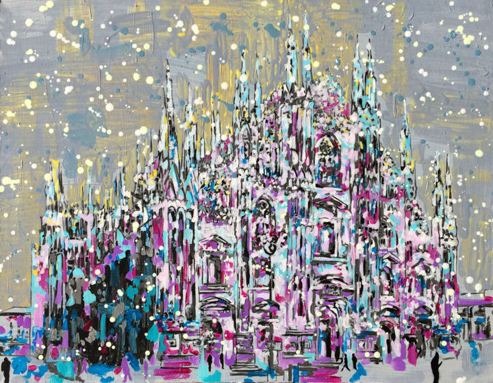 Painting titled "Duomo di Milano" by Madara Lazdiņa, Original Artwork, Acrylic