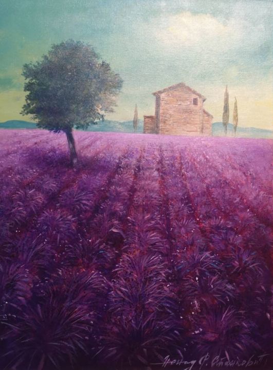 Painting titled "Lavander of mediter…" by Nenad Stankovic, Original Artwork, Oil