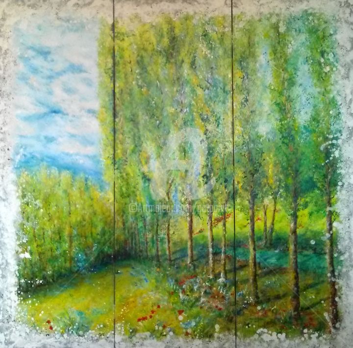 Painting titled "Rêve d'un printemps" by Catherine Cabé (CAT.), Original Artwork, Oil