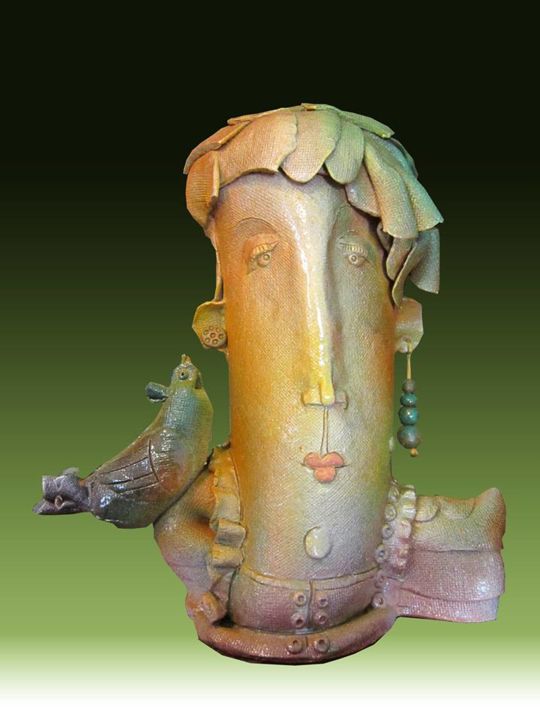 Sculpture titled "Сплетница.jpg" by Roman Benderskiy, Original Artwork, Ceramics