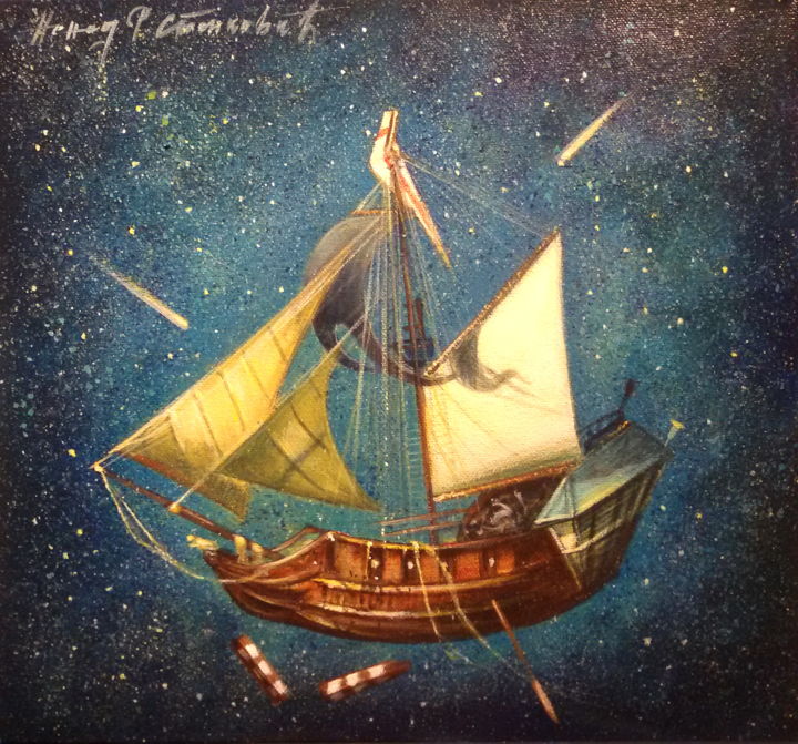 Painting titled "Sailboat" by Nenad Stankovic, Original Artwork, Oil