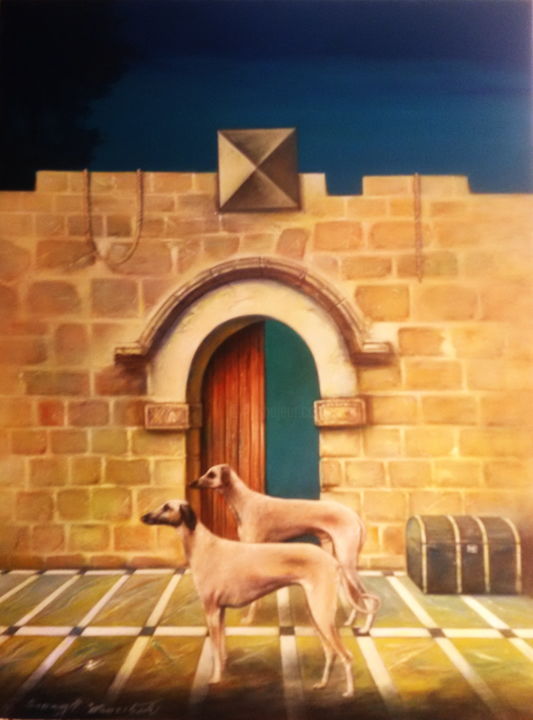 Painting titled "Guards at home" by Nenad Stankovic, Original Artwork, Oil