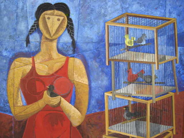Pintura titulada "Pajarera" por Rafael Mazon, Obra de arte original, Oleo