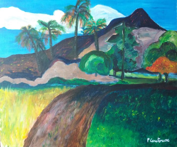 Peinture intitulée "Gauguin au crépuscu…" par Pascale Coutoux, Œuvre d'art originale, Acrylique