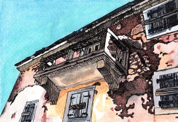 BEAUTY OF RUIN Abandoned Places Drawing, 5.1x7.1 in