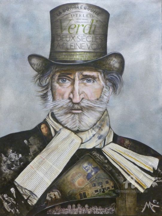 Collages titled "Verdi" by Marina Argentini, Original Artwork, Collages