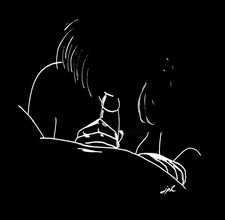 Disegno intitolato "silhouettes" da Jean Philippe Dufau, Opera d'arte originale, Pennarello