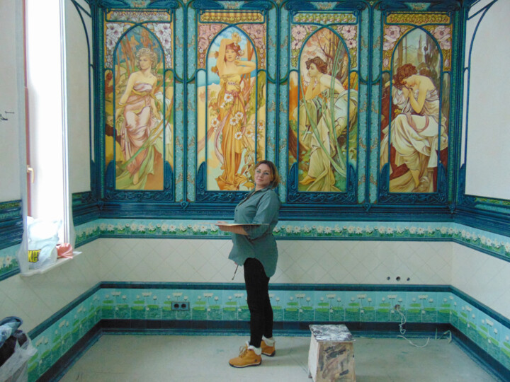 Картина под названием "Art painting in a p…" - Sergey And Vera, Подлинное произведение искусства, Масло