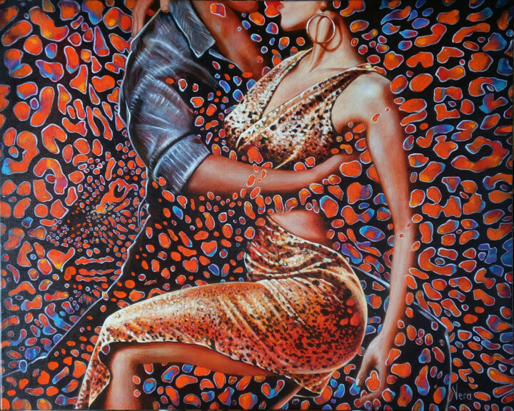 Картина под названием "Leopard tango." - Sergey And Vera, Подлинное произведение искусства, Акрил