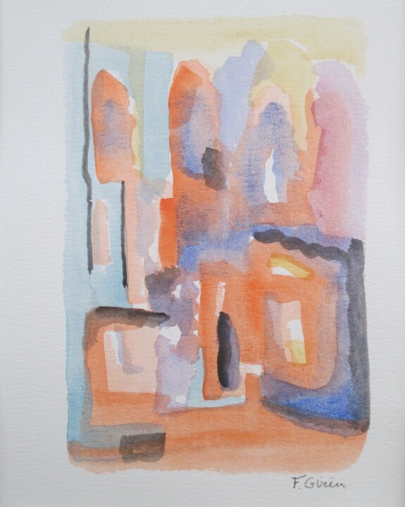 Painting titled "Abstrait I" by Frédérique Girin, Original Artwork, Watercolor Mounted on Plexiglass