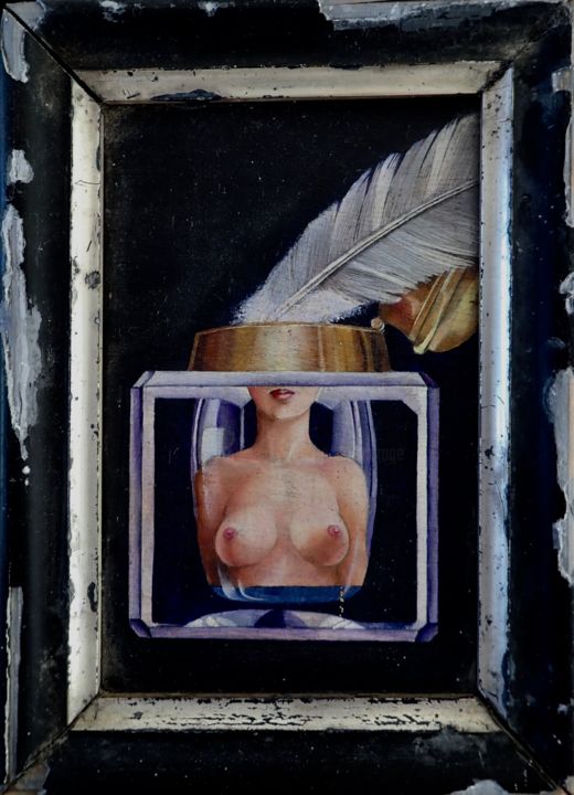 Peinture intitulée "reflet dans un encr…" par François Carage, Œuvre d'art originale, Huile