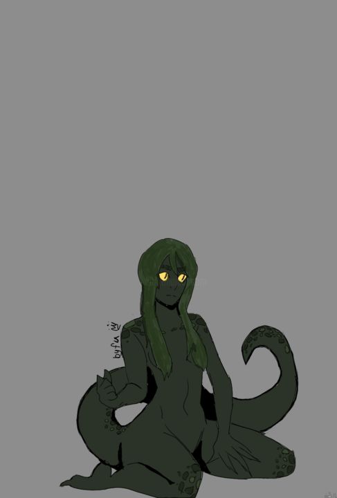 "Девушка-рептилия" başlıklı Dijital Sanat Funokosy tarafından, Orijinal sanat, Dijital Resim