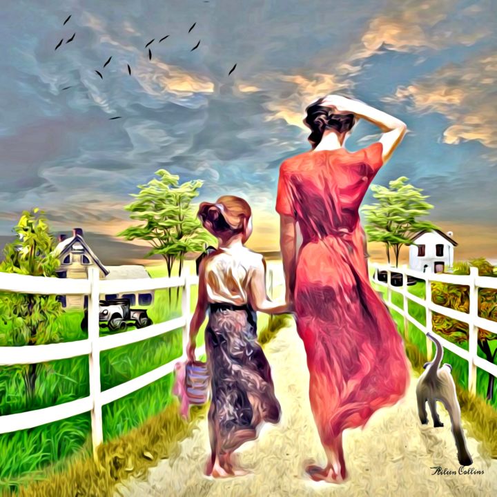「The Long Road Home」というタイトルのデジタルアーツ Aileen Collins (The Java Girl Collection)によって, オリジナルのアートワーク, デジタル絵画