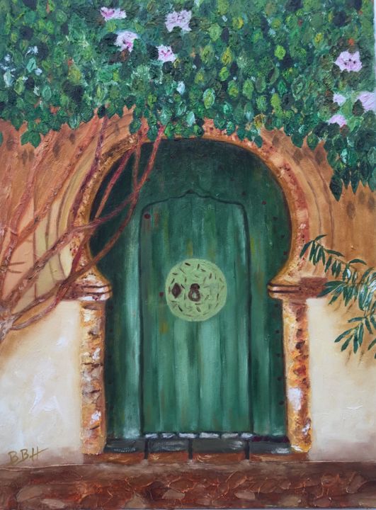 Pittura intitolato "Porte de Sidi Bou S…" da Béatrice Brossaud - Ben Hassen, Opera d'arte originale, Olio