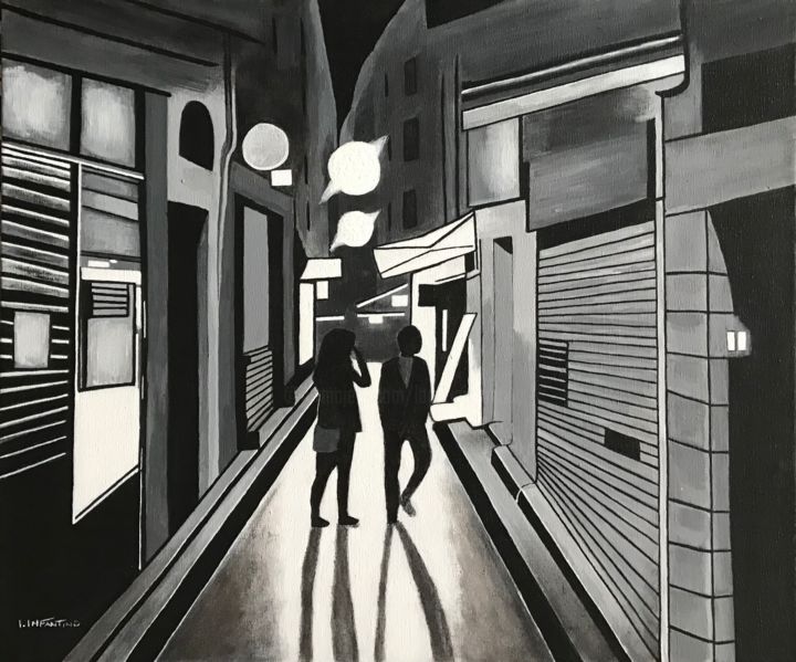 Balade Nocturne 绘画, 18.1x21.7 in