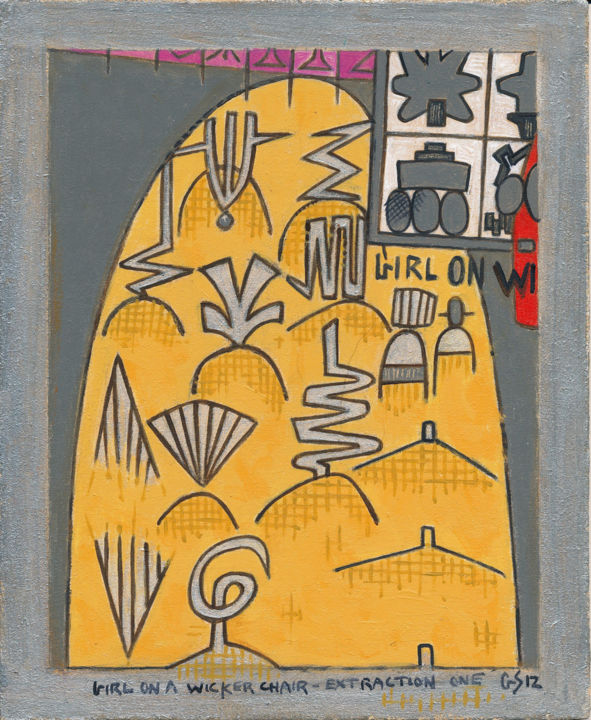 Painting titled "Girl On A Wicker Ch…" by Gerald Shepherd F.F.P.S., Original Artwork, Acrylic