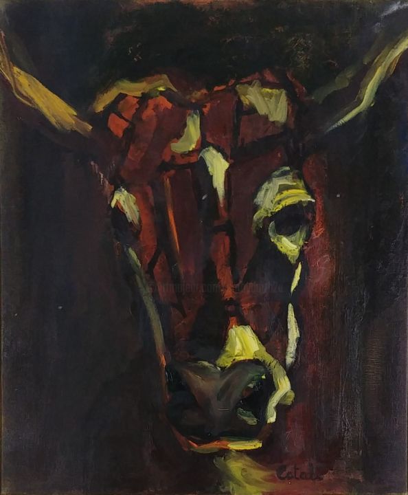 La Vache! 绘画, 21.7x18.1 in