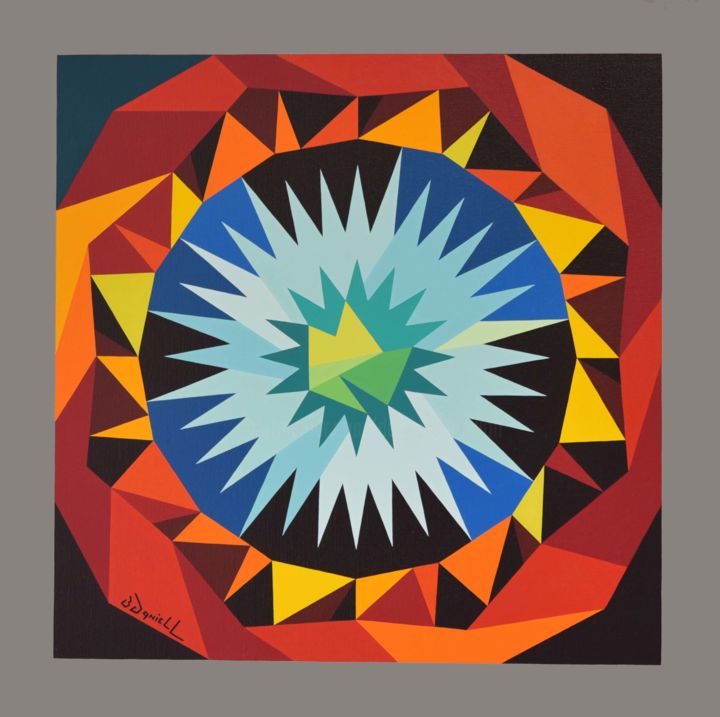 Peinture intitulée "Géode" par Danielle Braillon (DANIELL), Œuvre d'art originale, Huile