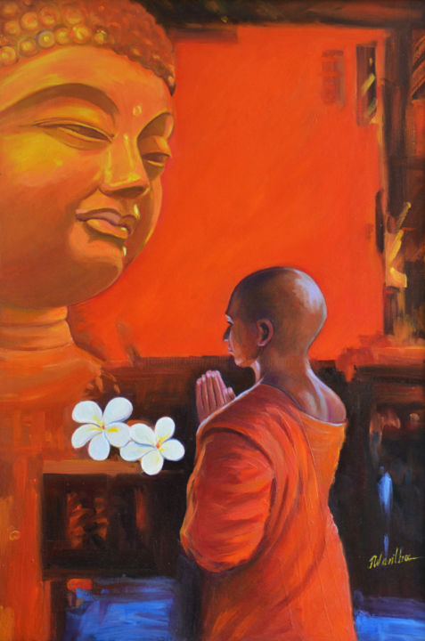 Peinture intitulée "Submission" par Nilantha Vidanarachchi, Œuvre d'art originale, Huile Monté sur Châssis en bois