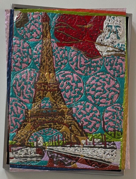 Peinture intitulée "EIFFEL PISE / SCULP…" par Marjinal Artiste Peintre Décalé Français, Œuvre d'art originale, Acrylique Mon…