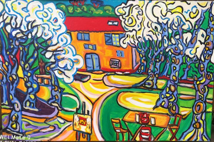 Painting titled "Sophia antipolis, l…" by Igor Marceau, Original Artwork, Acrylic Mounted on Wood Stretcher frame