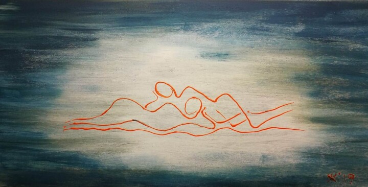 La relaxation dans une pièce sombre 绘画, 19.7x39.4 in