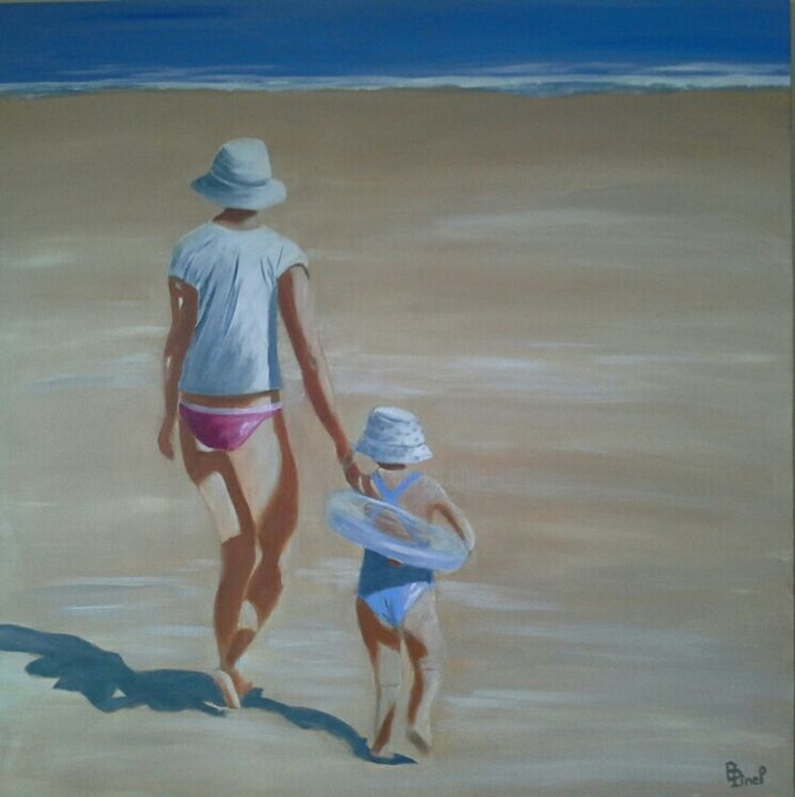 Painting titled "MERE ET FILLE A LA…" by Brigitte Pinel Cabot, Original Artwork, Oil