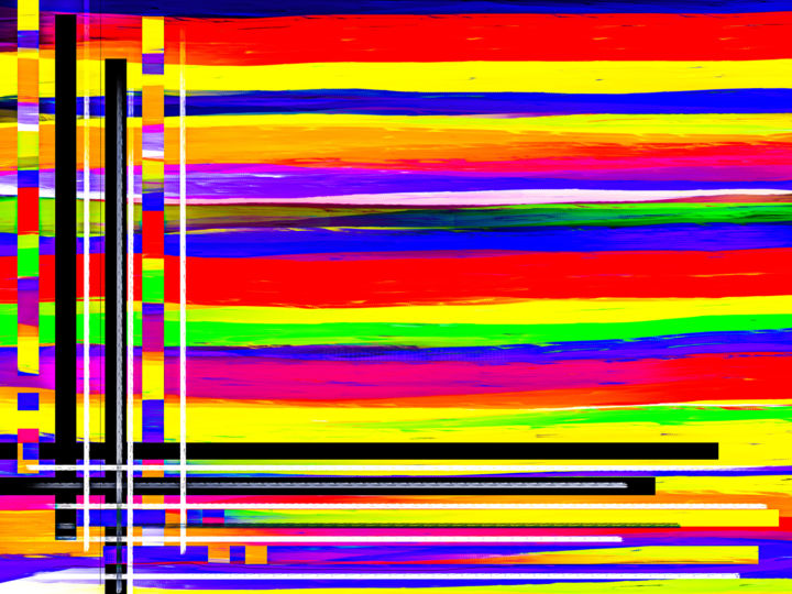 Digital Arts titled "Lines and Stripes" by Keep Magic, Original Artwork, Digital Painting Mounted on Wood Stretcher frame