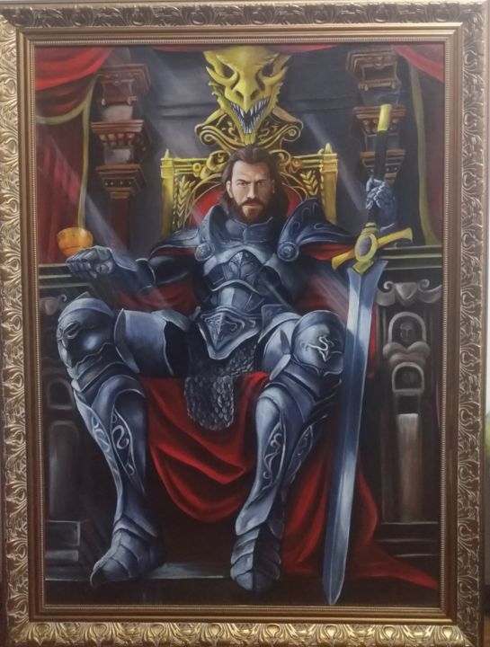Painting titled "Medieval Knight" by Ana Luiza Savioli, Original Artwork, Oil