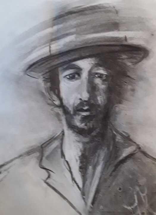 Dessin intitulée "Arthur H charcoal" par Marie Pascale Martins, Œuvre d'art originale, Fusain