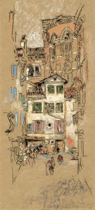 Painting titled "Under the Frari" by Jim Fischer, Original Artwork, Pastel
