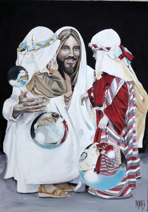 Peinture intitulée "La passion" par Manu Surreabulliste, Œuvre d'art originale, Huile Monté sur Châssis en bois