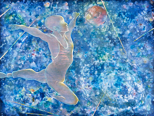 Painting titled "Leap of Faith" by Richard Chenier, Original Artwork, Acrylic