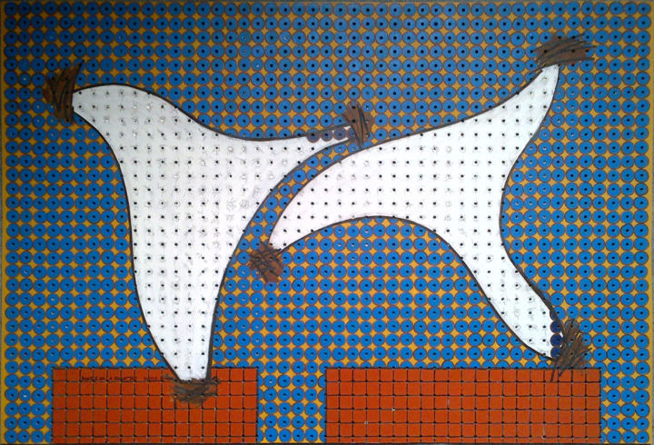 Painting titled "Doves On A Roof Top" by Gerald Shepherd F.F.P.S., Original Artwork, Acrylic