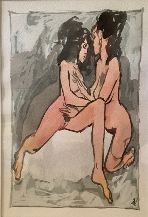 Dessin intitulée "Interdit #01" par Alain Godefroid, Œuvre d'art originale, Encre Monté sur Carton