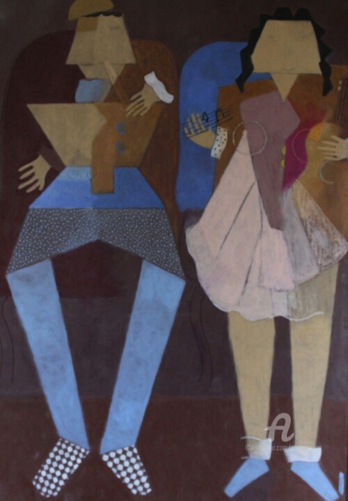 Petits Amoureux Cubistes en bleu et rose