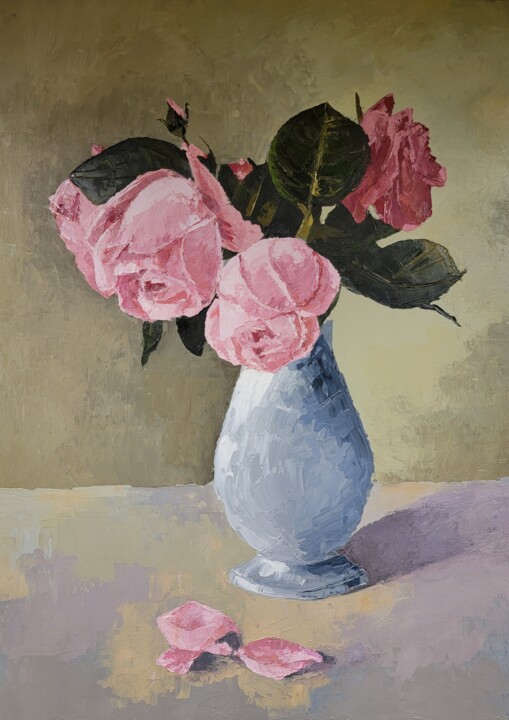 Peinture intitulée "Mignonne, allons vo…" par Maryse Curinier-Rochette, Œuvre d'art originale, Huile Monté sur Châssis en bo…