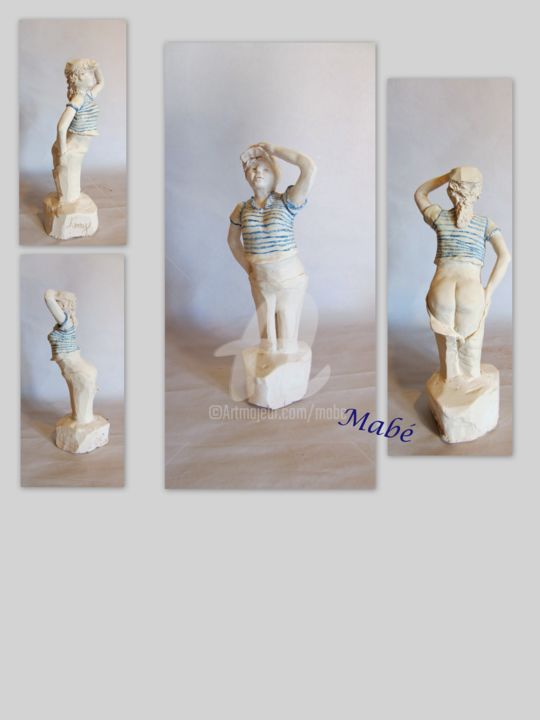 Sculpture titled "fanny en bateau" by Mabé, Original Artwork, Terra cotta
