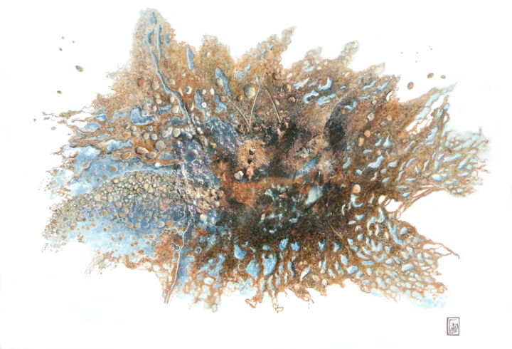 Peinture intitulée "Expansion" par Dominique Gais, Œuvre d'art originale, Encre Monté sur Carton