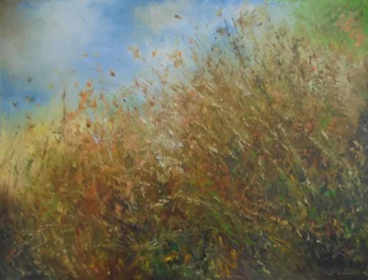 Painting titled "Nature in the spring" by Liubov Aristova, Original Artwork, Oil