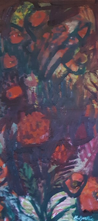 Schilderij getiteld "FLEURS DES CHAMPS" door Mchartrie, Origineel Kunstwerk, Olie Gemonteerd op Karton